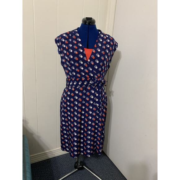 kate spade new york Dresses & Skirts - Kate Spade Villa Red White & Blue Polka Dot Dress Silk Size 12 Retro Career Work